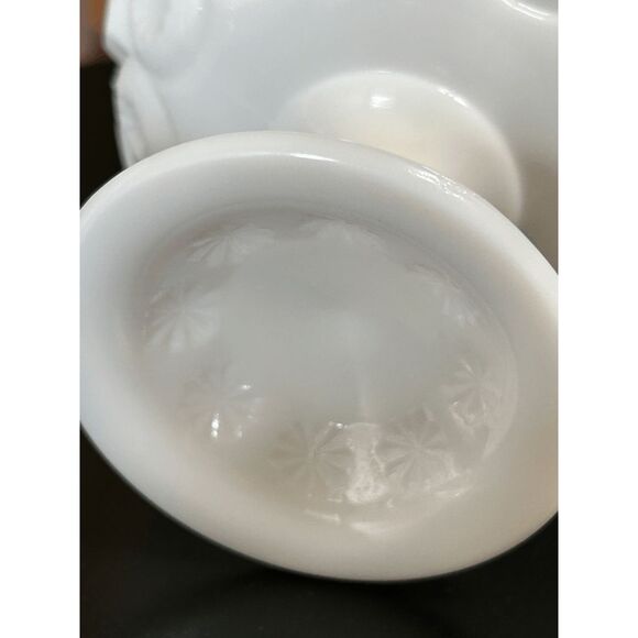 Vintage L.E. Smith Glass Moon and Star Set of Milk Glass Candleholders - Picture 6 of 9